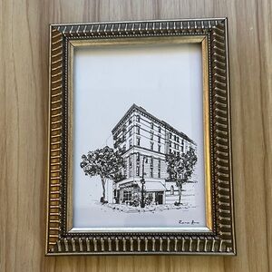 Friends Apartment Sketch Gold Framed Picture